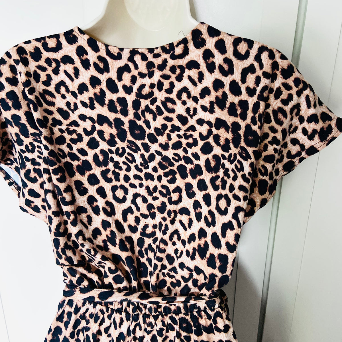 New Look | Leopard Print | Black & Brown | Short Sleeve Wrap Front Jumpsuit | Size 10