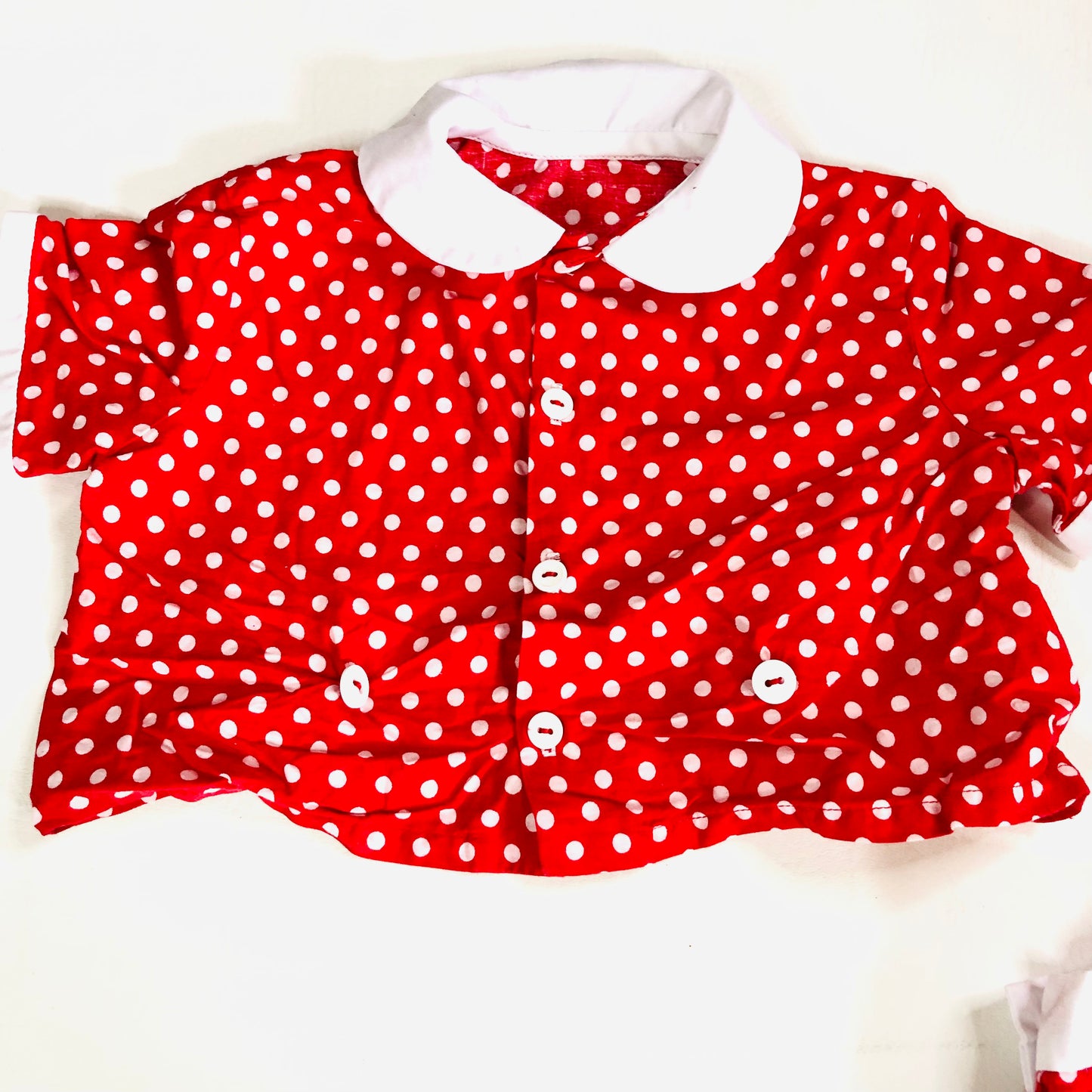 Vintage-Style Baby Girl Red Polka Dot 2-Piece Outfit 3-6M Adorable Retro Look!