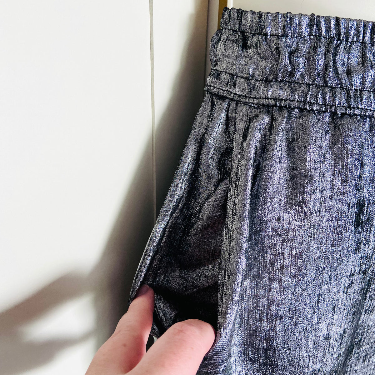 Papaya | Metallic Silver | Ladies Wide Leg Trousers | Size 8 | NEW | Disco Chic Festival