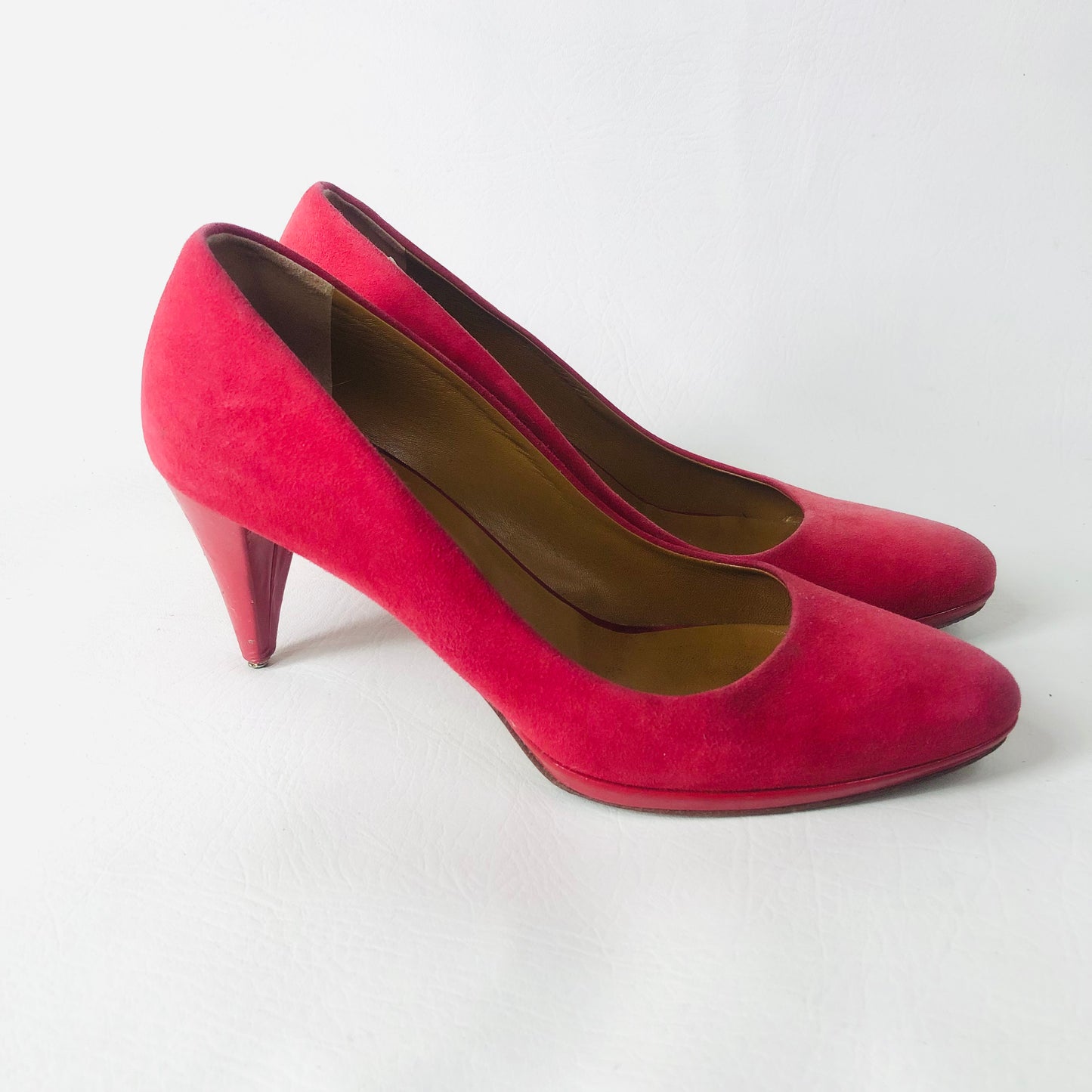 HOBBS Red Court Shoes Heels Size 5 (38) Suede & Leather Occasion Wedding Races