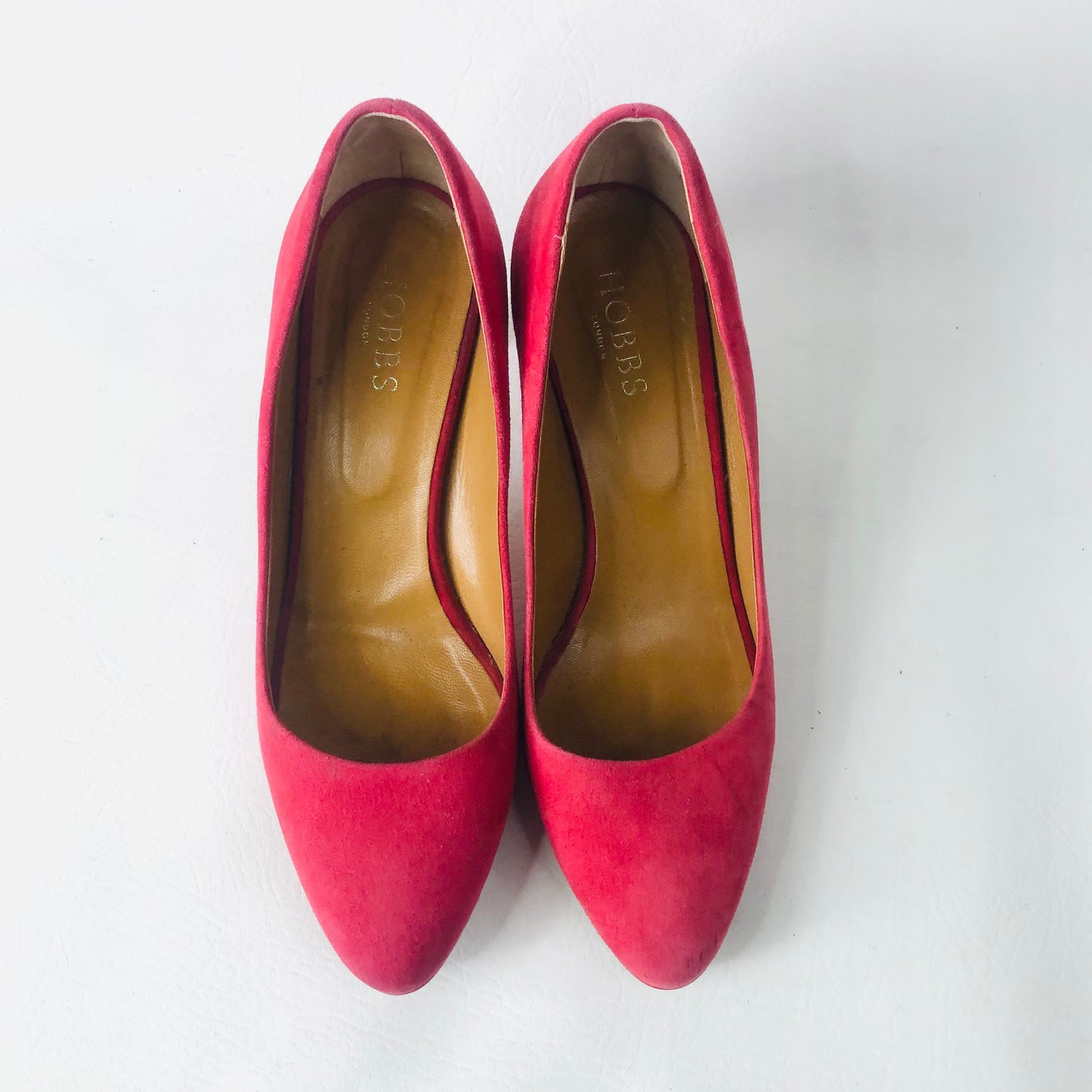 HOBBS Red Court Shoes Heels Size 5 (38) Suede & Leather Occasion Wedding Races