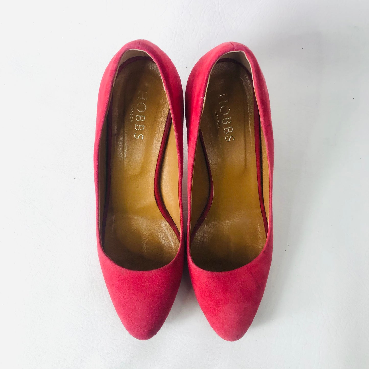 HOBBS Red Court Shoes Heels Size 5 (38) Suede & Leather Occasion Wedding Races