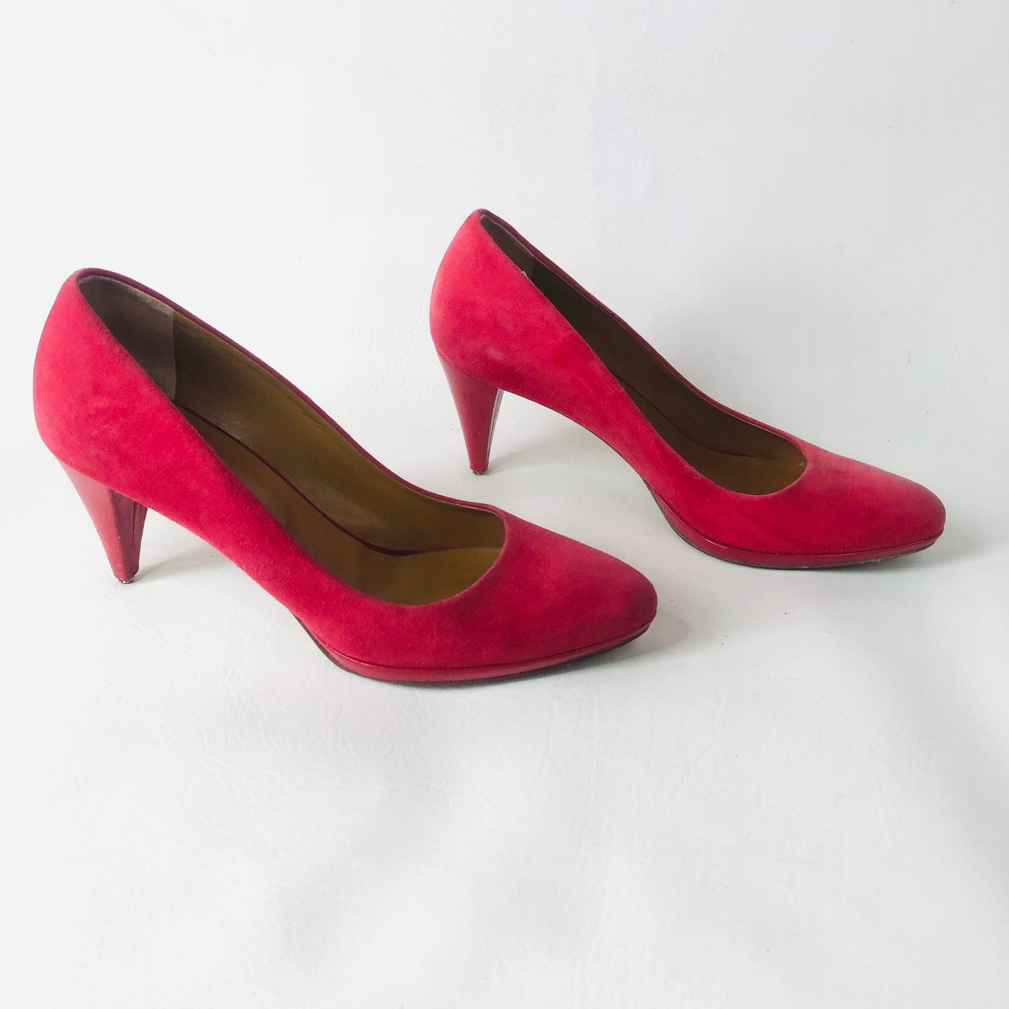 HOBBS Red Court Shoes Heels Size 5 (38) Suede & Leather Occasion Wedding Races