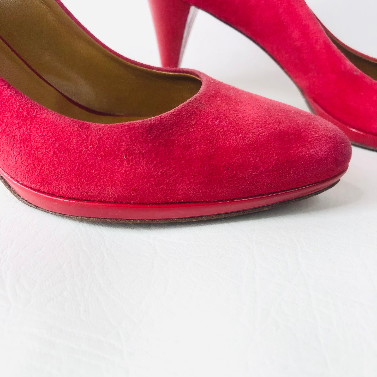 HOBBS Red Court Shoes Heels Size 5 (38) Suede & Leather Occasion Wedding Races