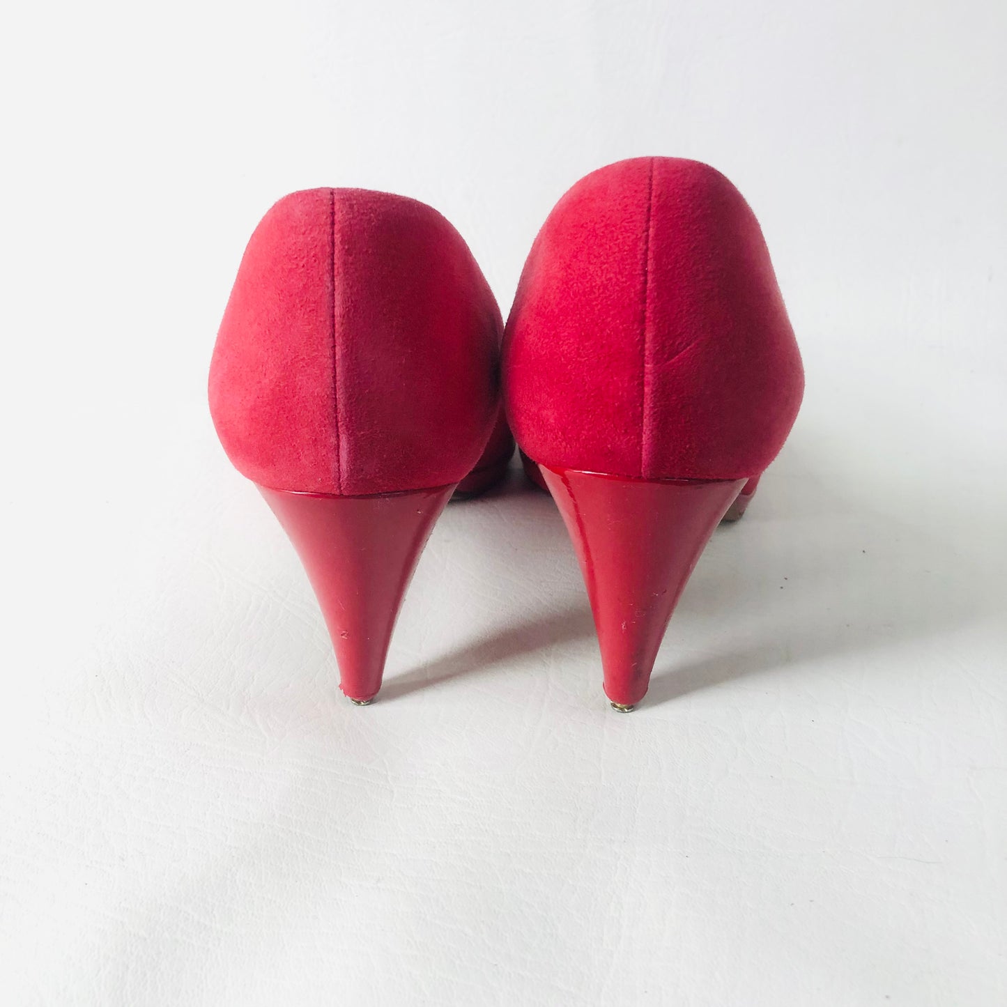 HOBBS Red Court Shoes Heels Size 5 (38) Suede & Leather Occasion Wedding Races