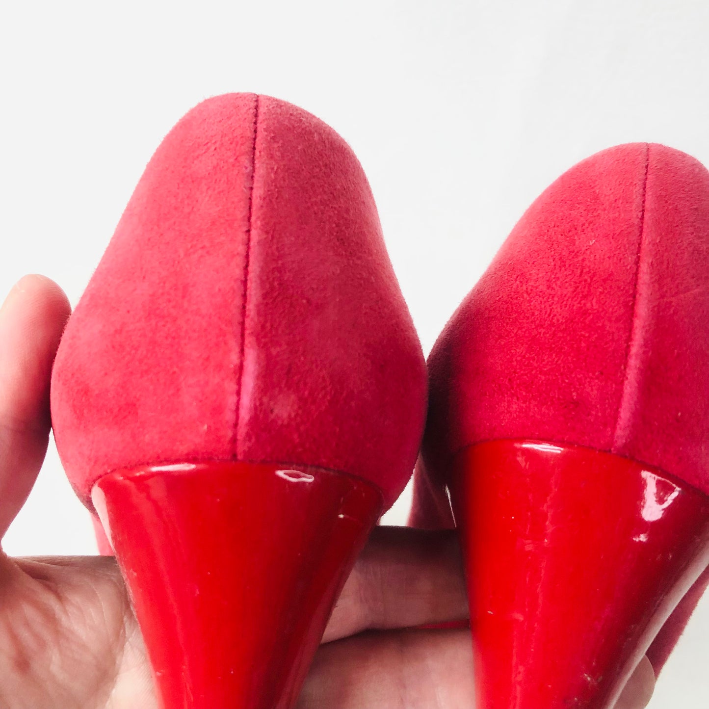 HOBBS Red Court Shoes Heels Size 5 (38) Suede & Leather Occasion Wedding Races