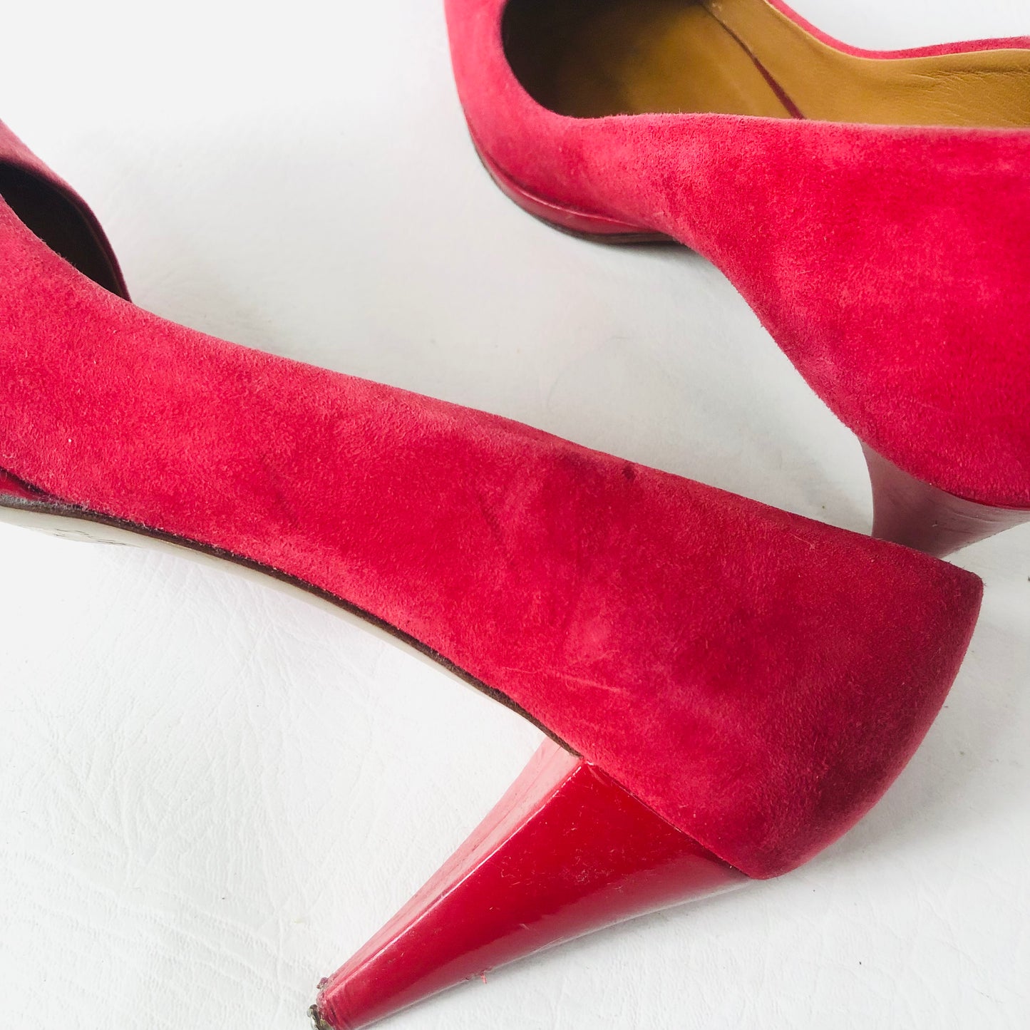 HOBBS Red Court Shoes Heels Size 5 (38) Suede & Leather Occasion Wedding Races
