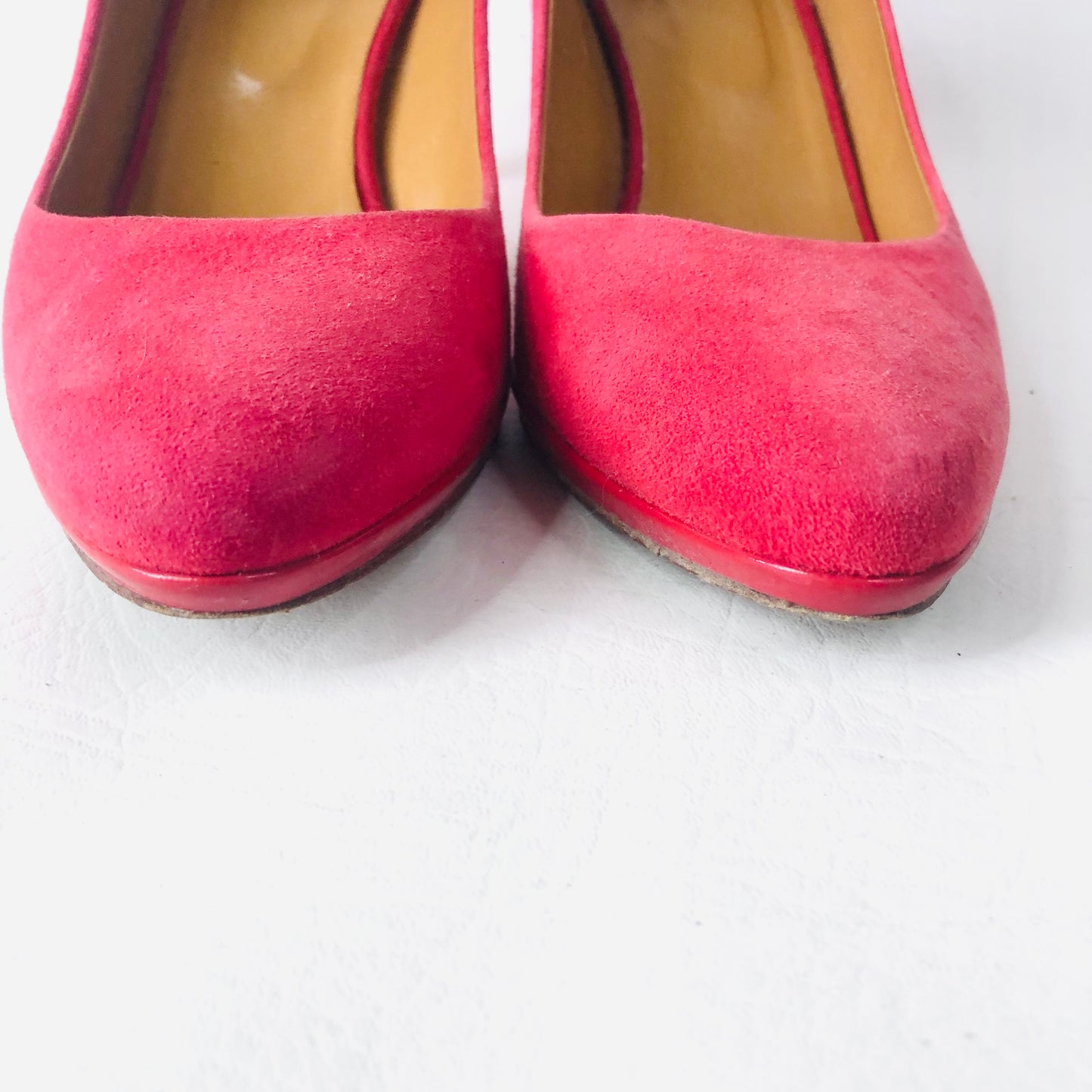 HOBBS Red Court Shoes Heels Size 5 (38) Suede & Leather Occasion Wedding Races