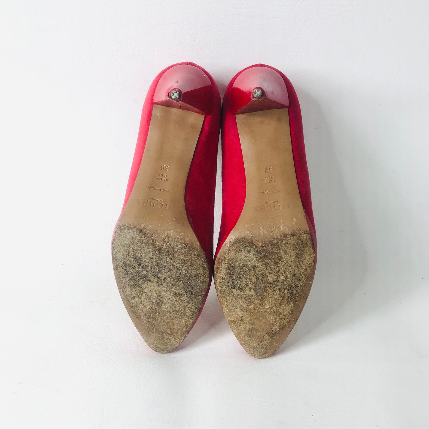 HOBBS Red Court Shoes Heels Size 5 (38) Suede & Leather Occasion Wedding Races