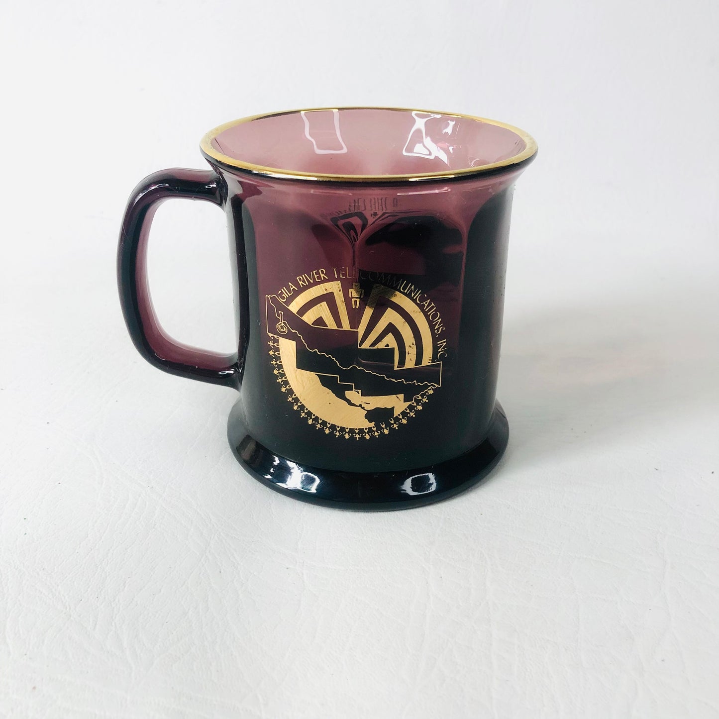 Culver Gila River Telecommunications Inc. Rare Purple Amethyst Glass Coffee Mug Made In USA