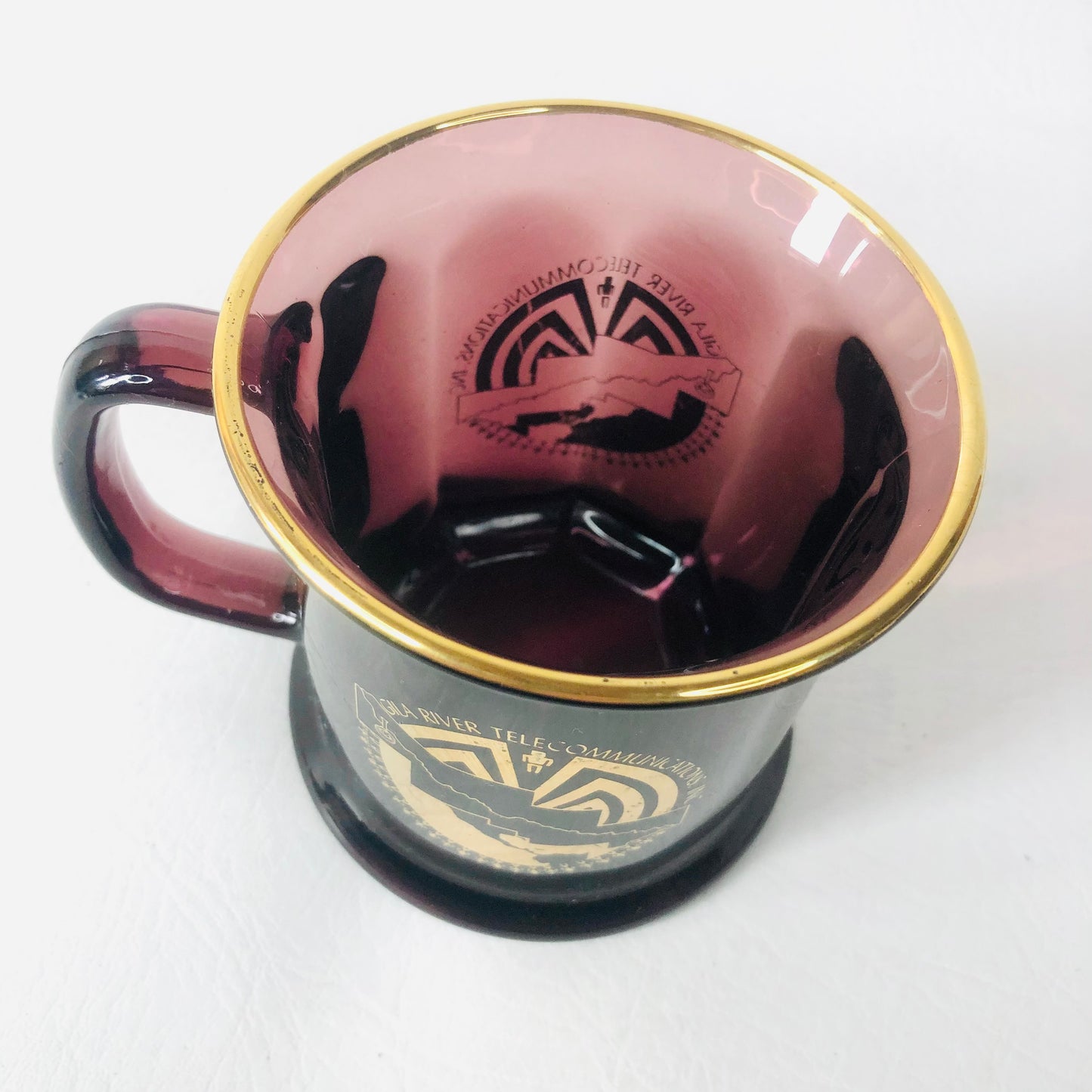 Culver Gila River Telecommunications Inc. Rare Purple Amethyst Glass Coffee Mug Made In USA