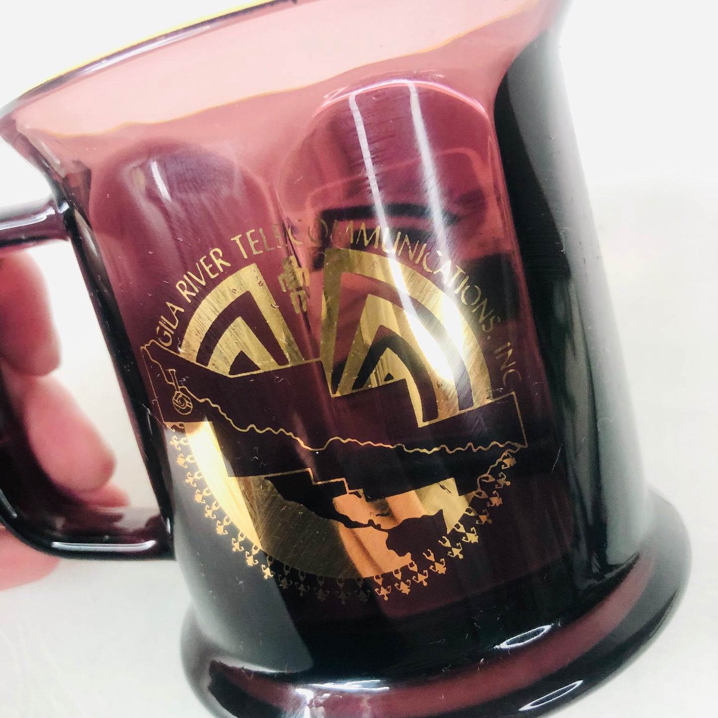 Culver Gila River Telecommunications Inc. Rare Purple Amethyst Glass Coffee Mug Made In USA