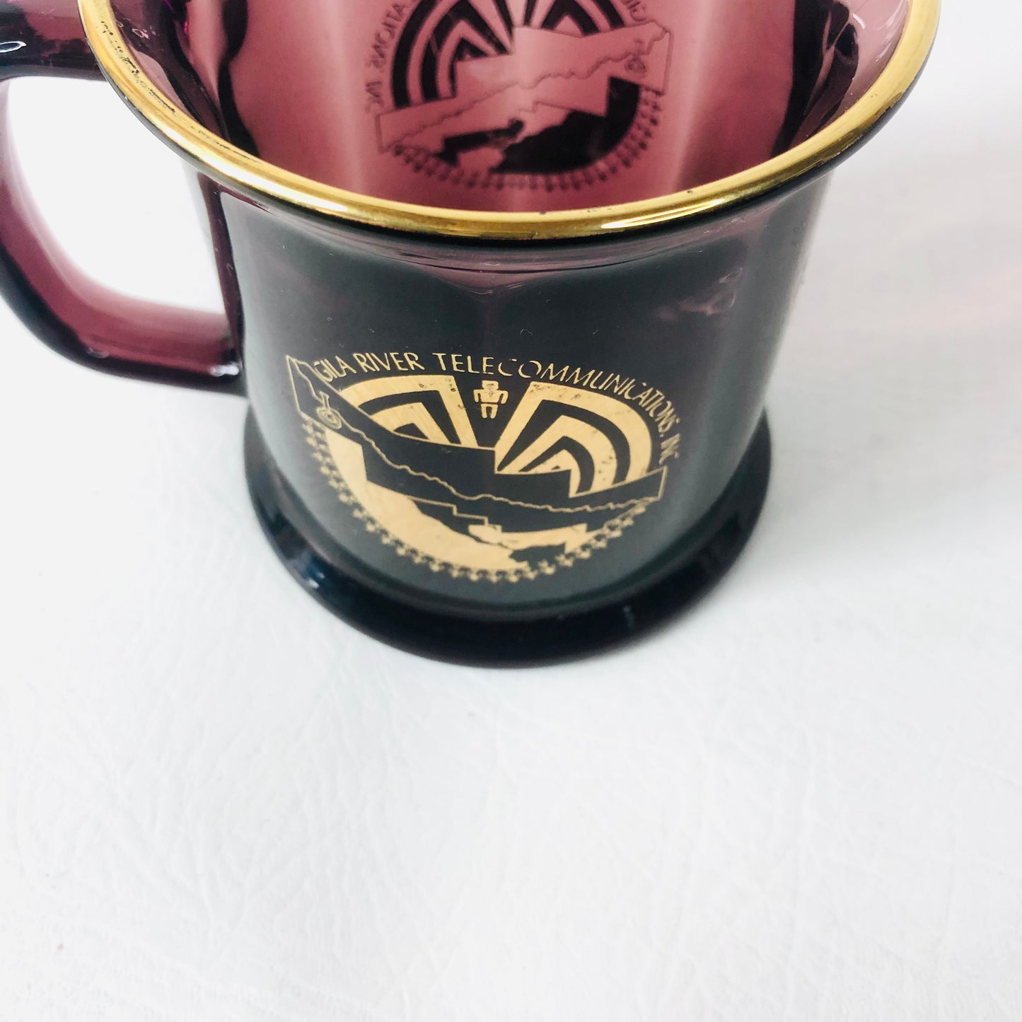 Culver Gila River Telecommunications Inc. Rare Purple Amethyst Glass Coffee Mug Made In USA