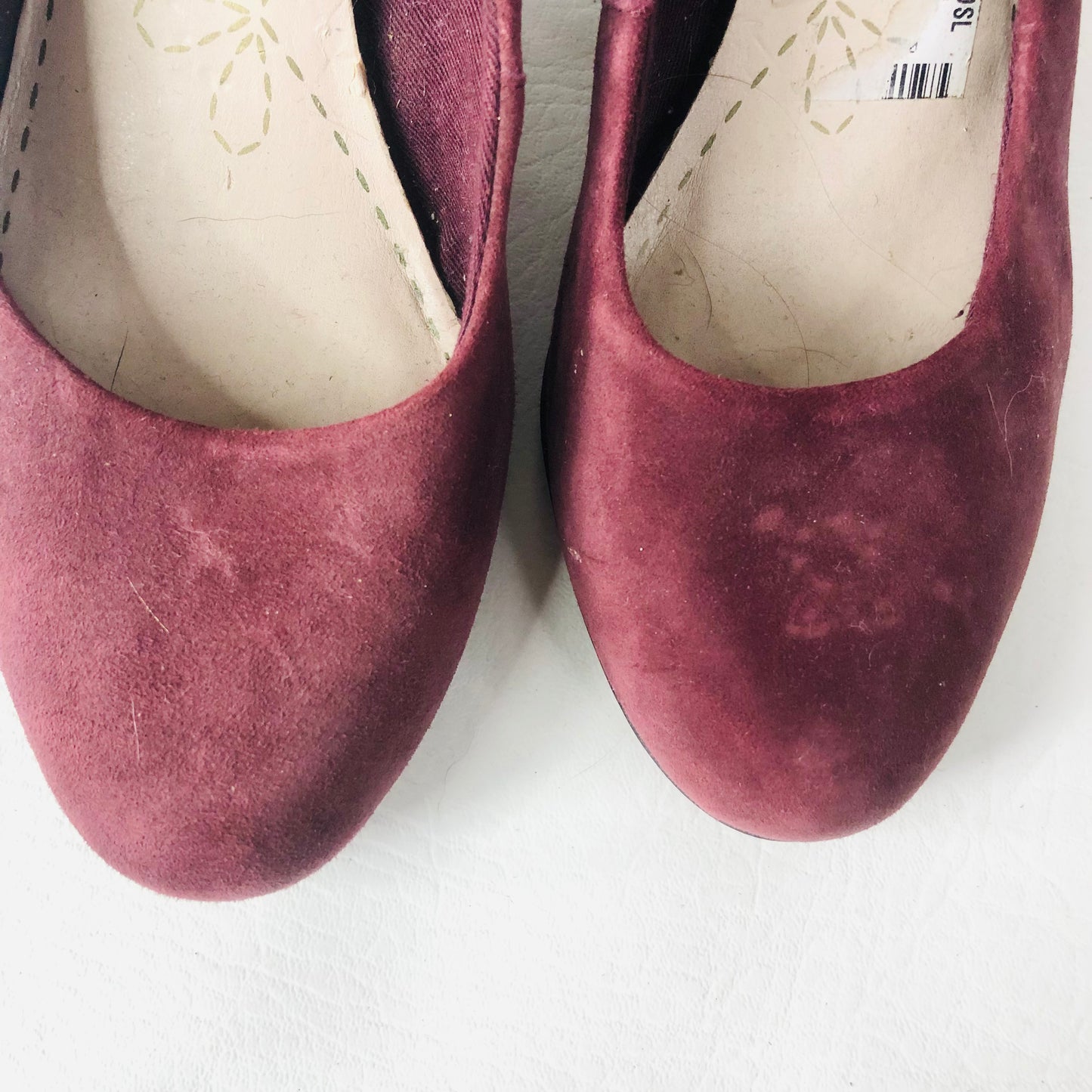 Clarks Aldwych Park Size UK 3 Suede Leather Court Shoes Block Heel Burgundy