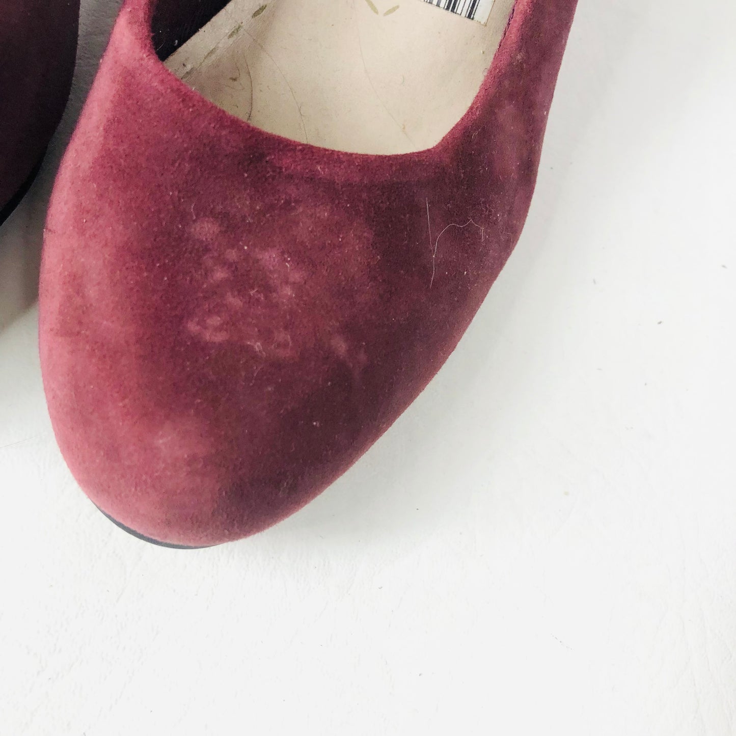 Clarks Aldwych Park Size UK 3 Suede Leather Court Shoes Block Heel Burgundy