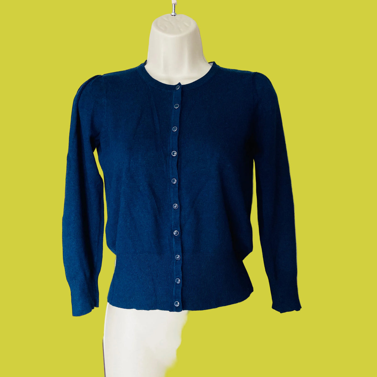 M&S (Marks & Spencer) | Ink Blue | Fine Knit Classic Button Down Cardigan | Size 8