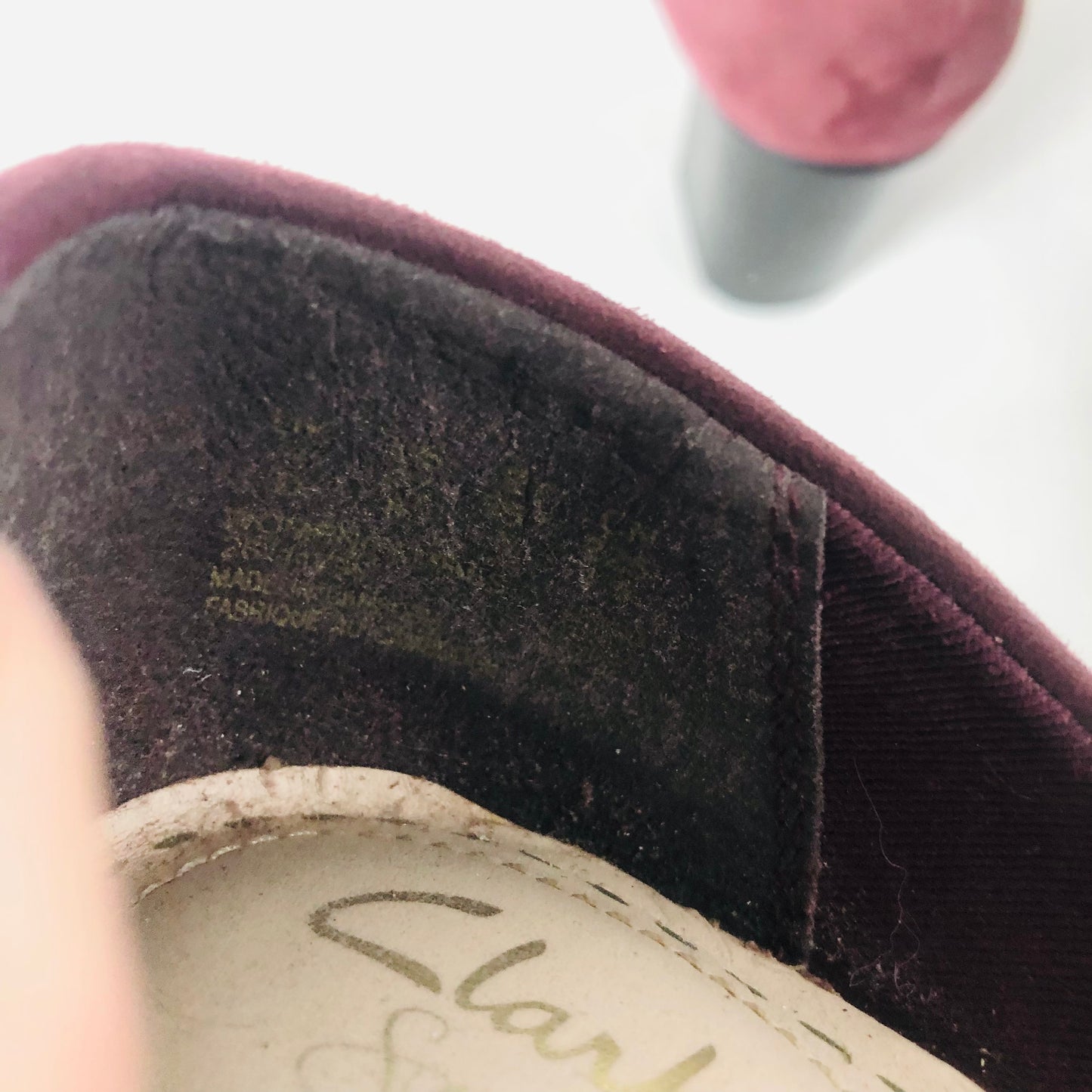 Clarks Aldwych Park Size UK 3 Suede Leather Court Shoes Block Heel Burgundy