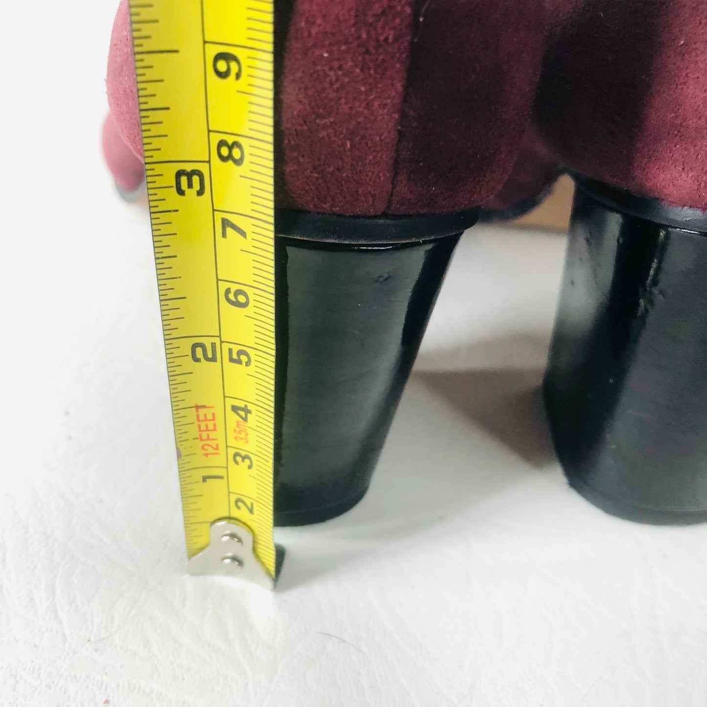 Clarks Aldwych Park Size UK 3 Suede Leather Court Shoes Block Heel Burgundy