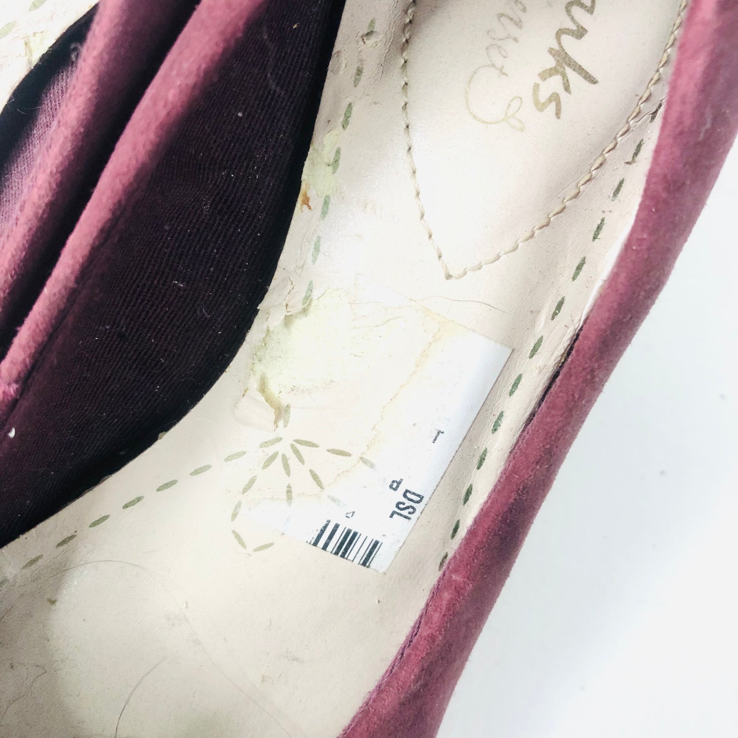 Clarks Aldwych Park Size UK 3 Suede Leather Court Shoes Block Heel Burgundy