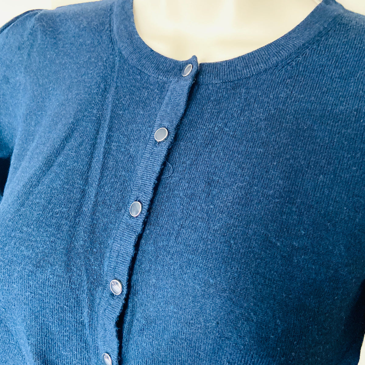 M&S (Marks & Spencer) | Ink Blue | Fine Knit Classic Button Down Cardigan | Size 8