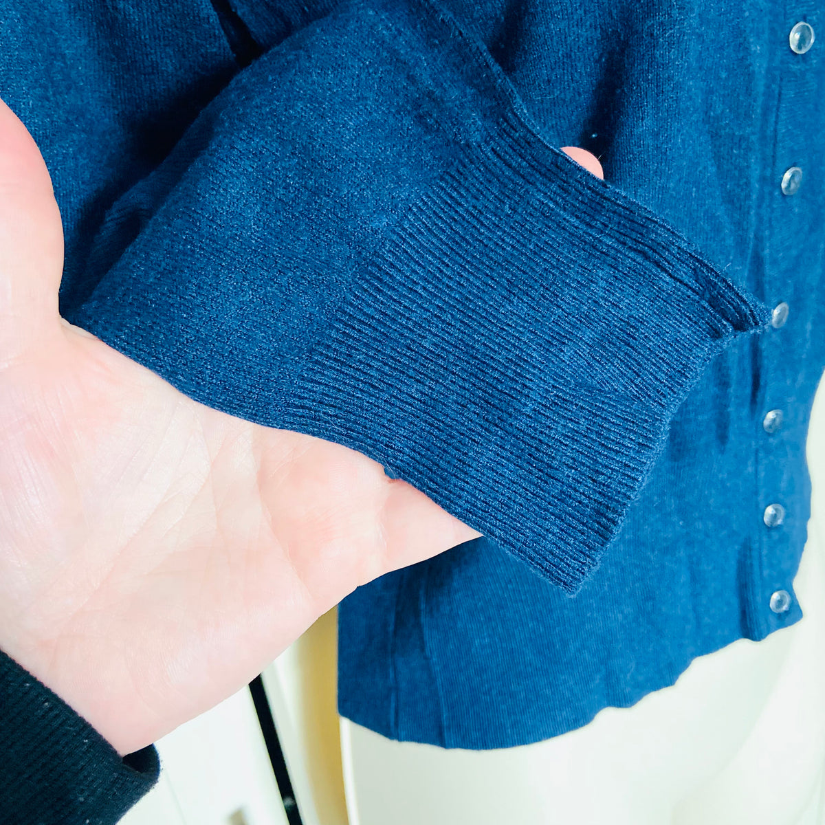 M&S (Marks & Spencer) | Ink Blue | Fine Knit Classic Button Down Cardigan | Size 8