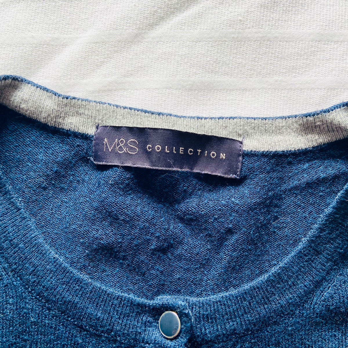M&S (Marks & Spencer) | Ink Blue | Fine Knit Classic Button Down Cardigan | Size 8
