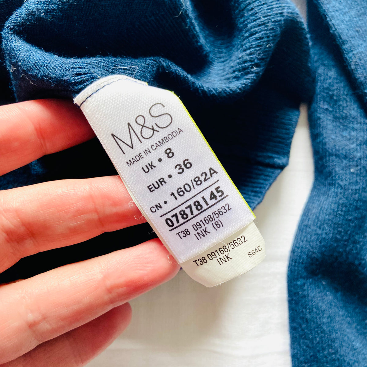 M&S (Marks & Spencer) | Ink Blue | Fine Knit Classic Button Down Cardigan | Size 8