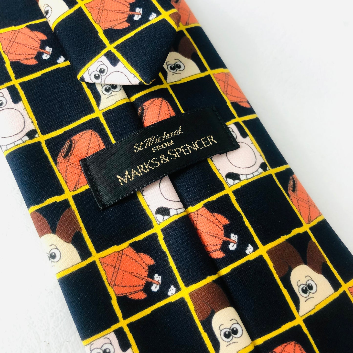Vintage Marks & Spencer Men’s Wallace & Gromit Navy Blue Polyester Novelty Tie