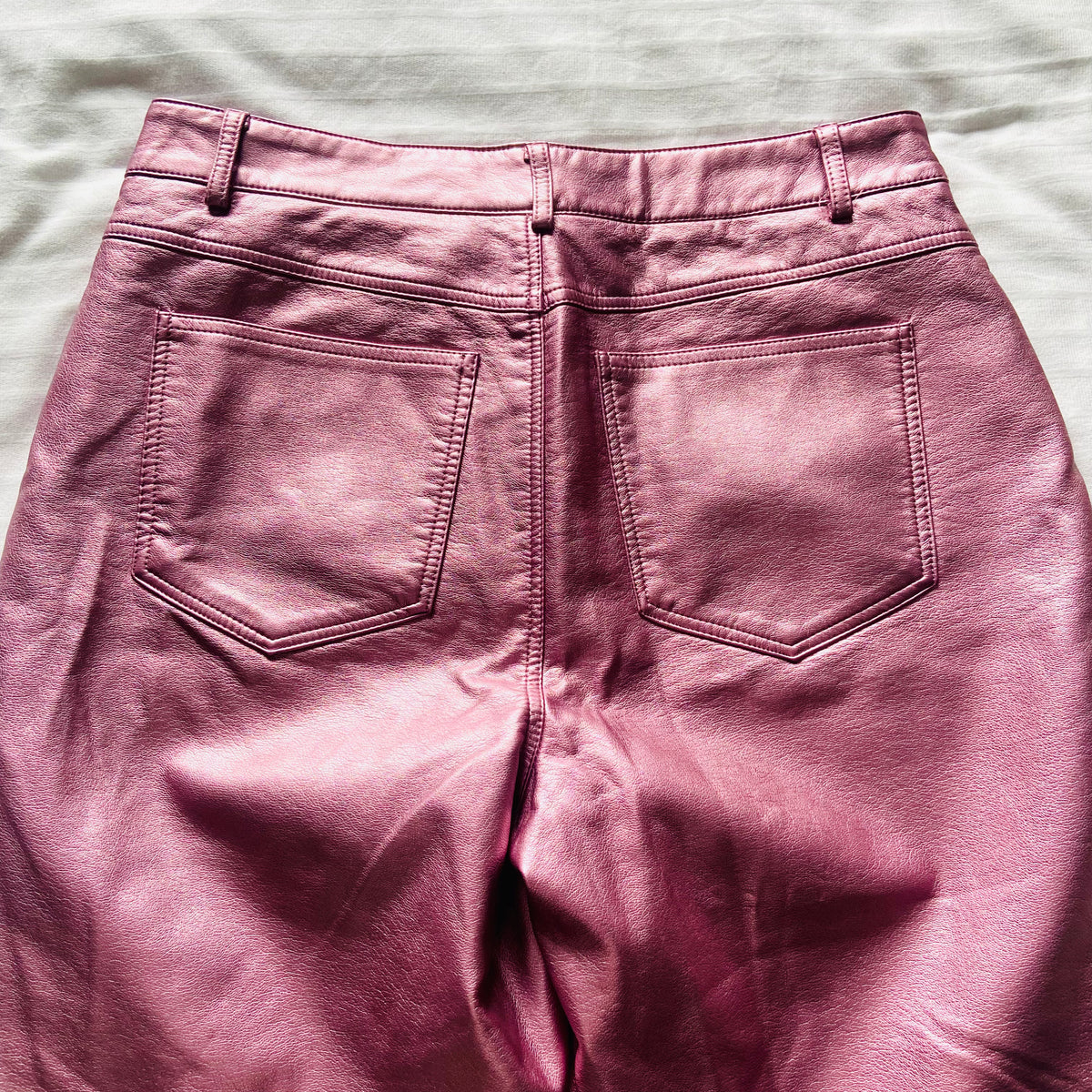 Metallic Pink | Faux Leather Jeans Trousers | Primark | Size 10 | Barbiecore Y2K Festival Party