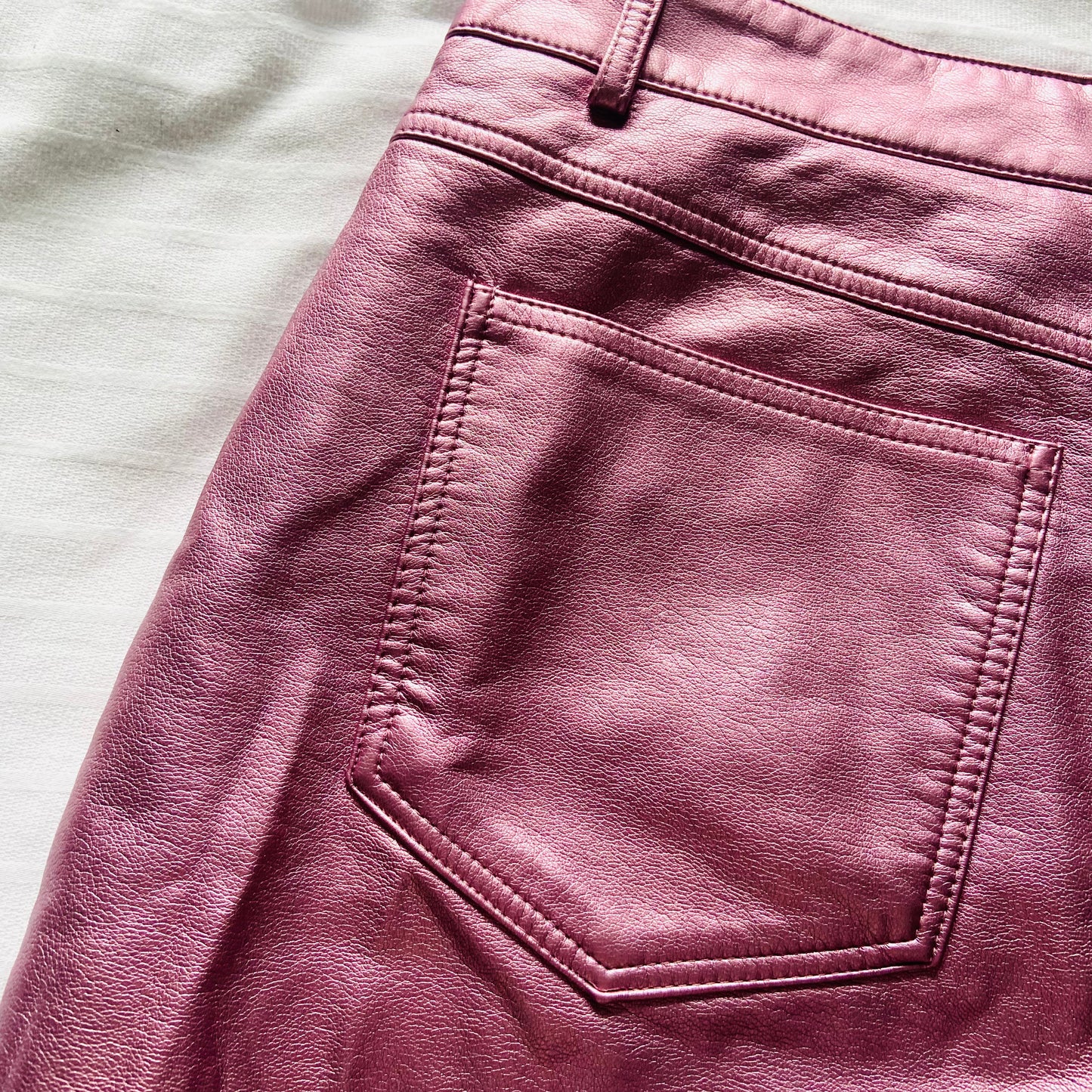 Metallic Pink | Faux Leather Jeans Trousers | Primark | Size 10 | Barbiecore Y2K Festival Party