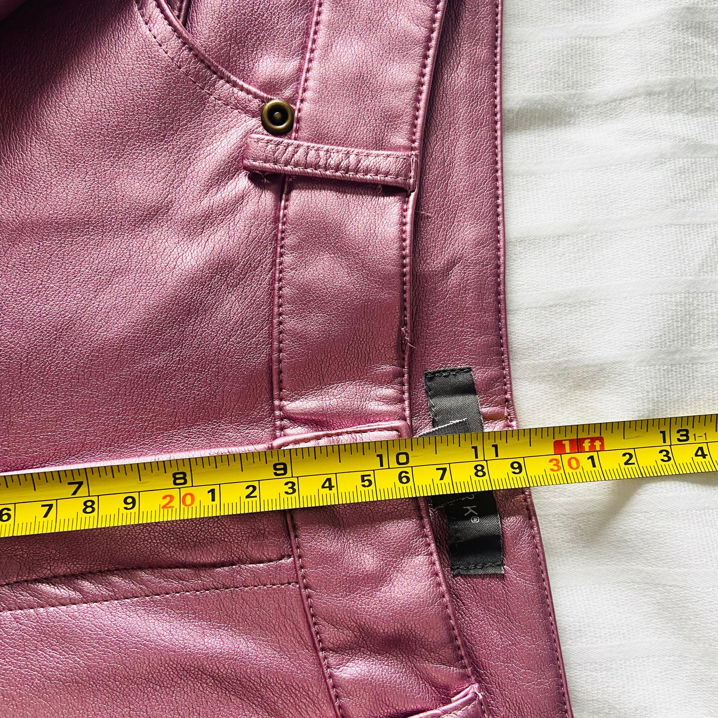 Metallic Pink | Faux Leather Jeans Trousers | Primark | Size 10 | Barbiecore Y2K Festival Party