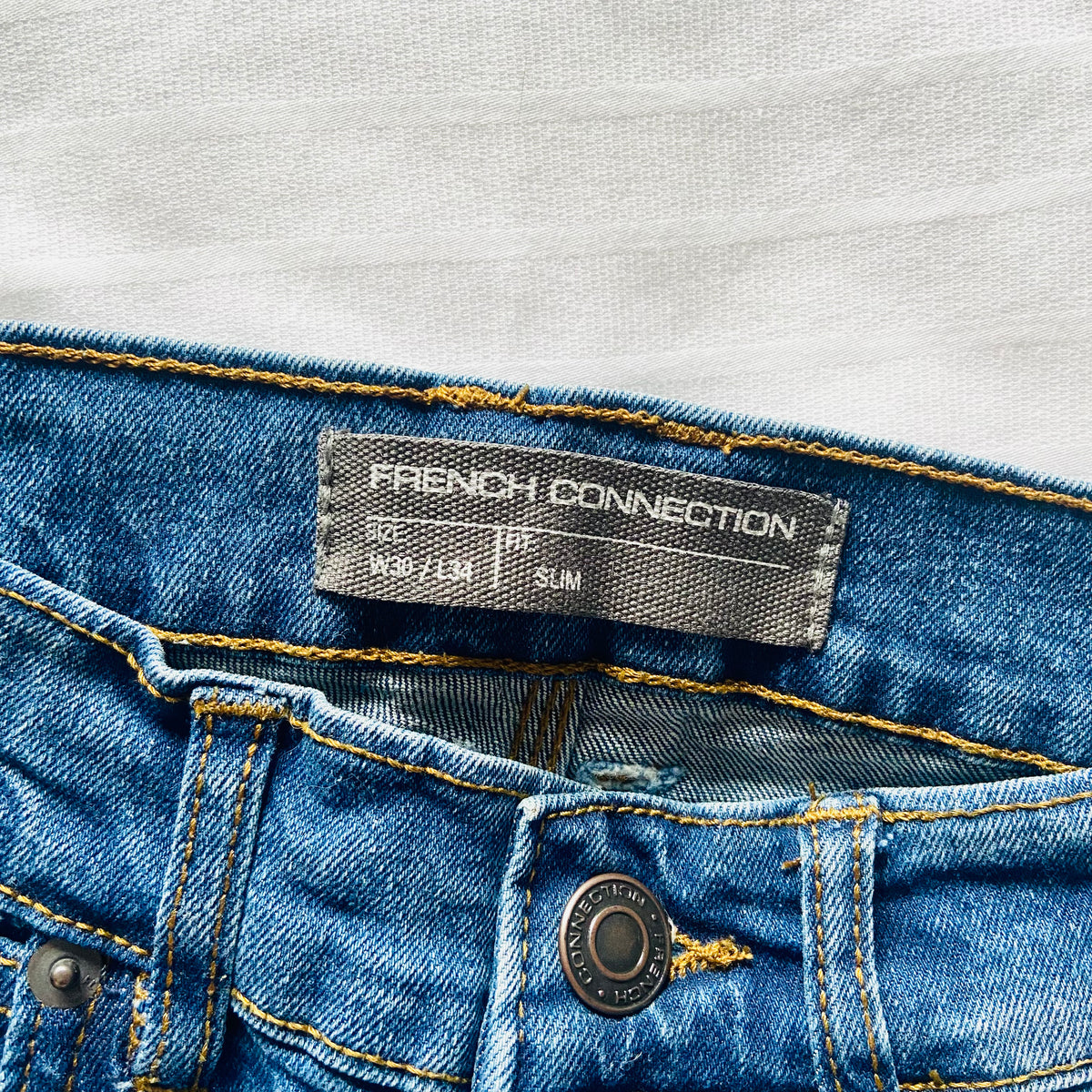 French Connection | Skinny Jeans Button Fly Slim Fit | Size 30W UK 10 | Minimalist Y2K