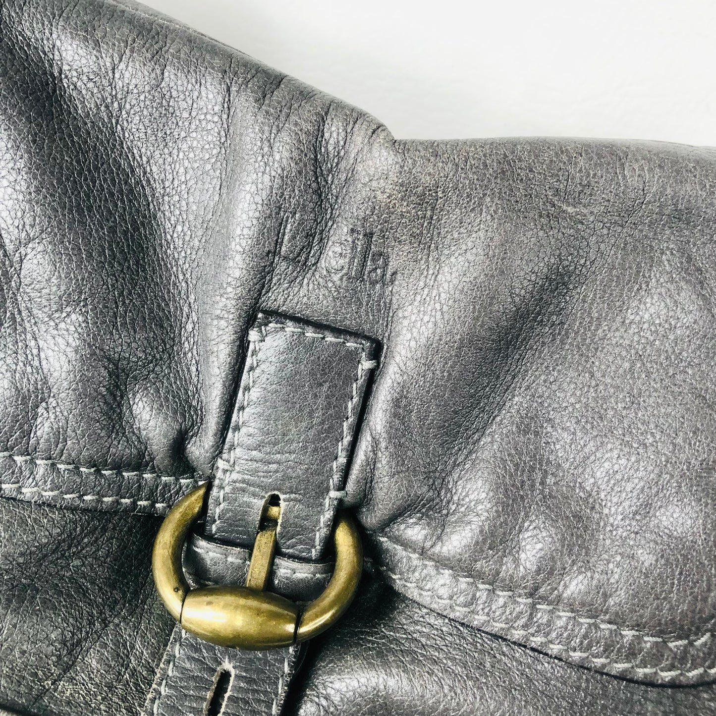 Luella Designer Ladies Large Grey Tote Handbag Soft 100% Leather Bucket Bag