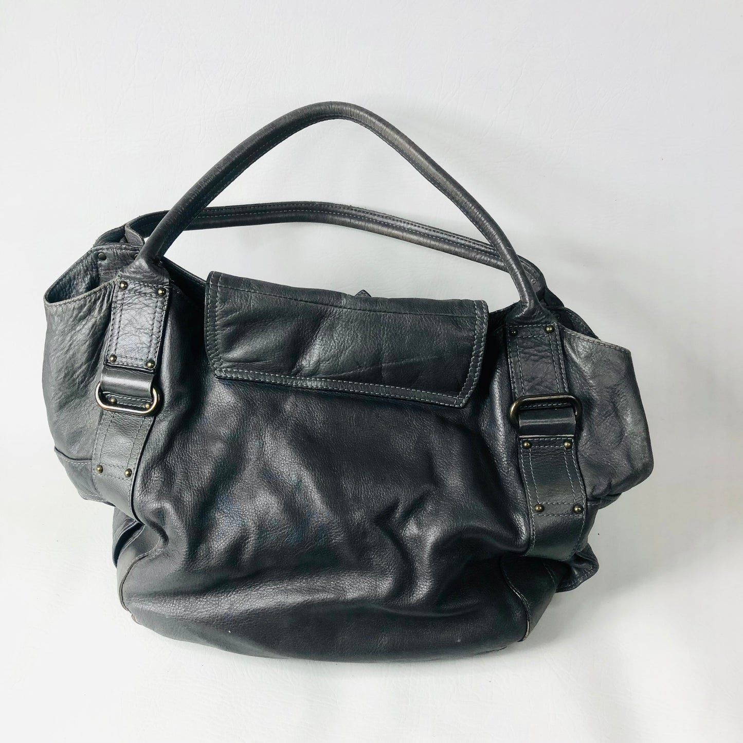 Luella Designer Ladies Large Grey Tote Handbag Soft 100% Leather Bucket Bag