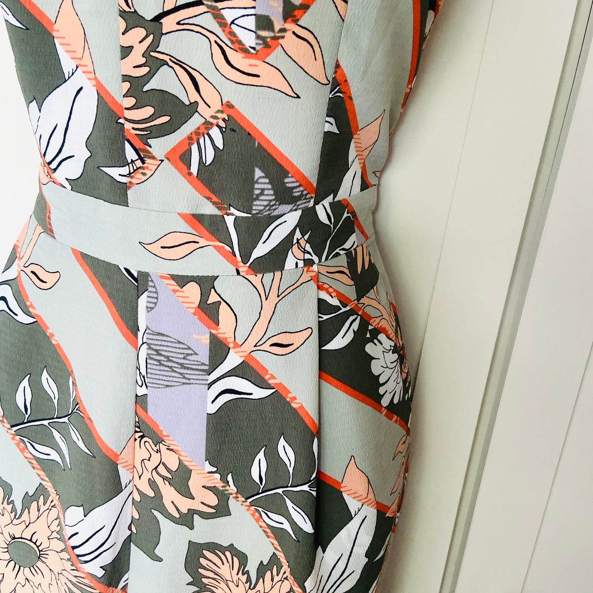 River Island | Sage Green | Floral Skinny Leg Jumpsuit | Size 10 | Boho Chic Festival 70's Revival