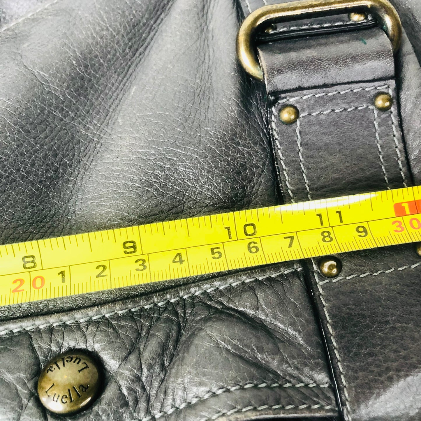Luella Designer Ladies Large Grey Tote Handbag Soft 100% Leather Bucket Bag