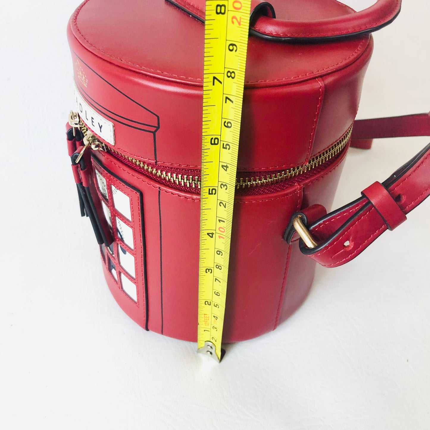 Radley Dog and Bone Telephone Box Red Leather Crossbody Barrel Bag New no Tags Rare