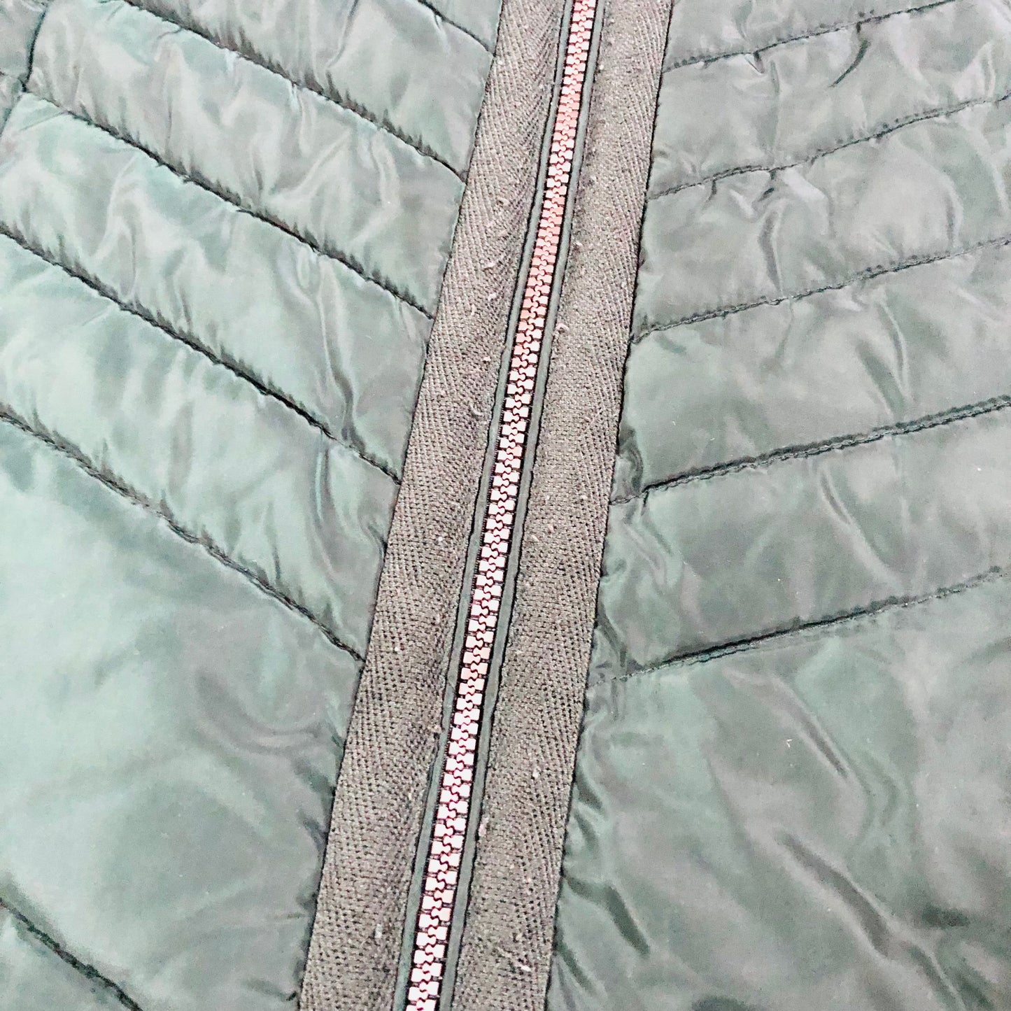 Next Ladies Dark Green Padded Winter Coat With Concealed Hood Size 10