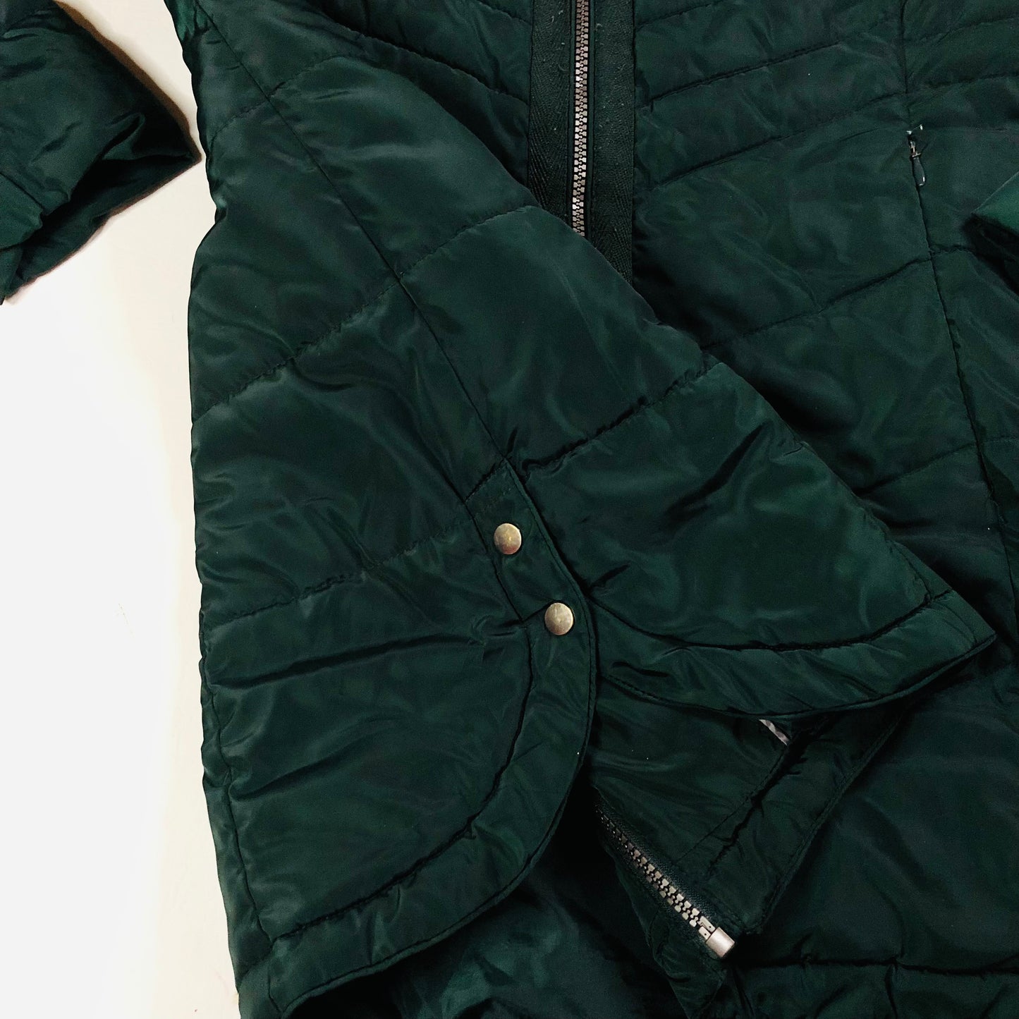 Next Ladies Dark Green Padded Winter Coat With Concealed Hood Size 10