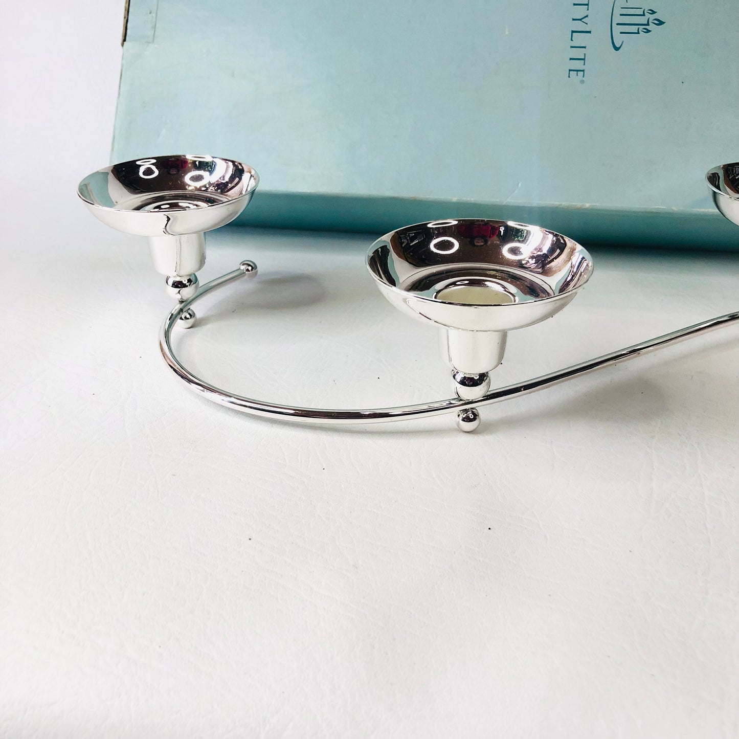 PartyLite P8323 Silver-plated Tealight Candle Holder Snake-shape Table Decor New