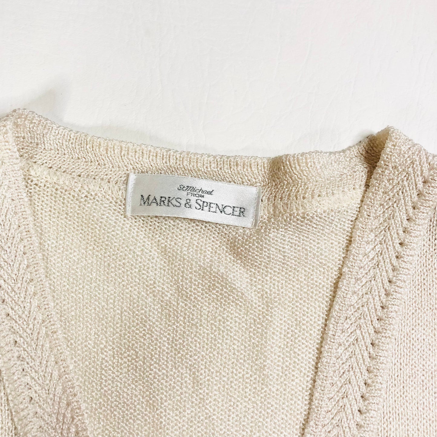St Michaels by Marks & Spencer Vintage Cream Knit Cardigan Gold Buttons Size 16