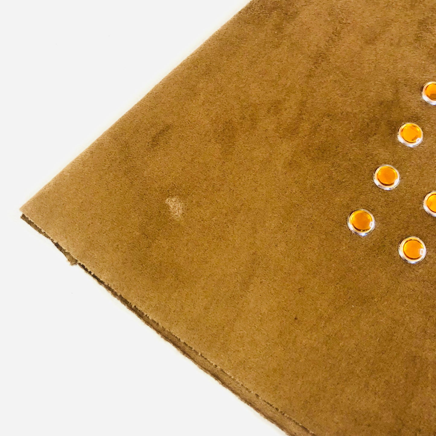Zara Tan Faux Suede 1970's Style A-Line Mini Skirt Stud Detail Size Medium