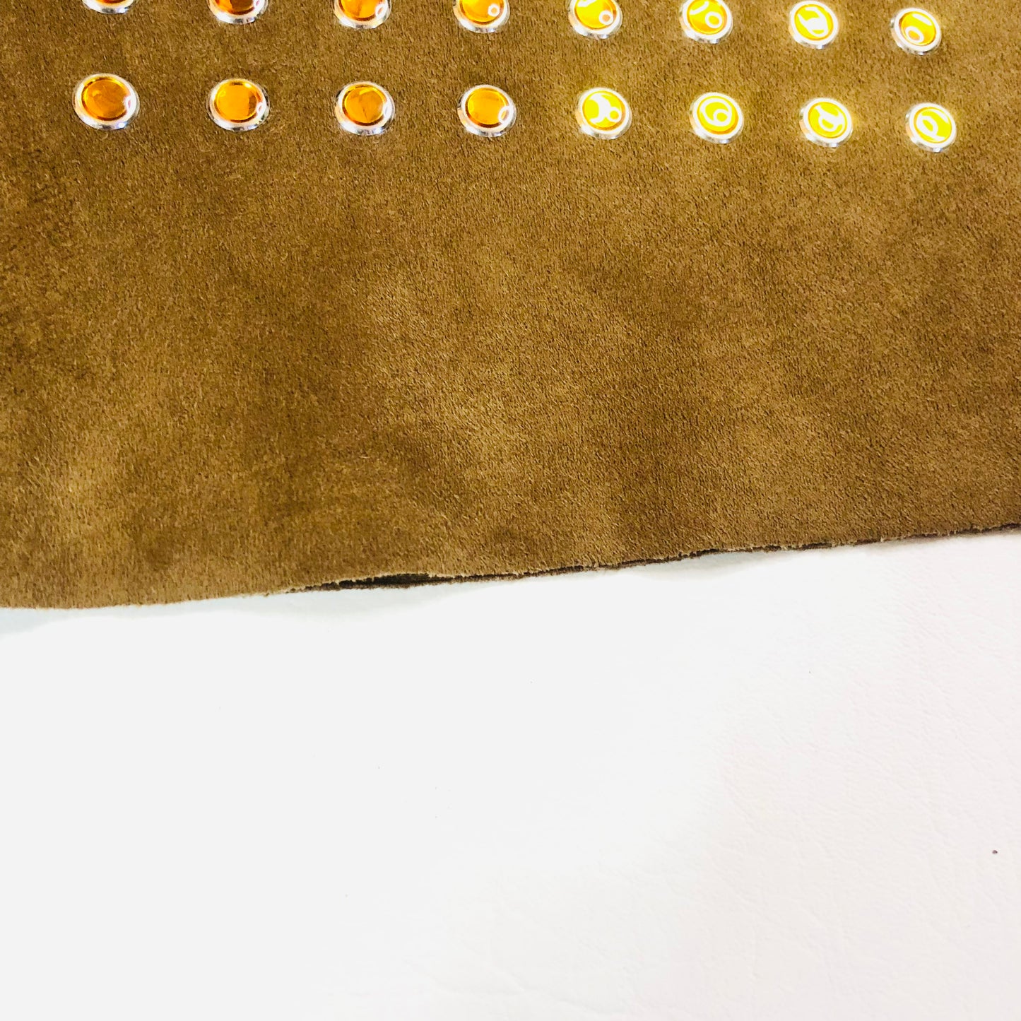 Zara Tan Faux Suede 1970's Style A-Line Mini Skirt Stud Detail Size Medium