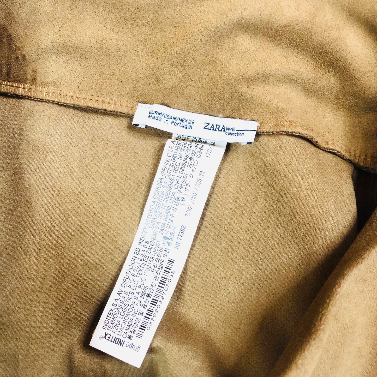 Zara Tan Faux Suede 1970's Style A-Line Mini Skirt Stud Detail Size Medium