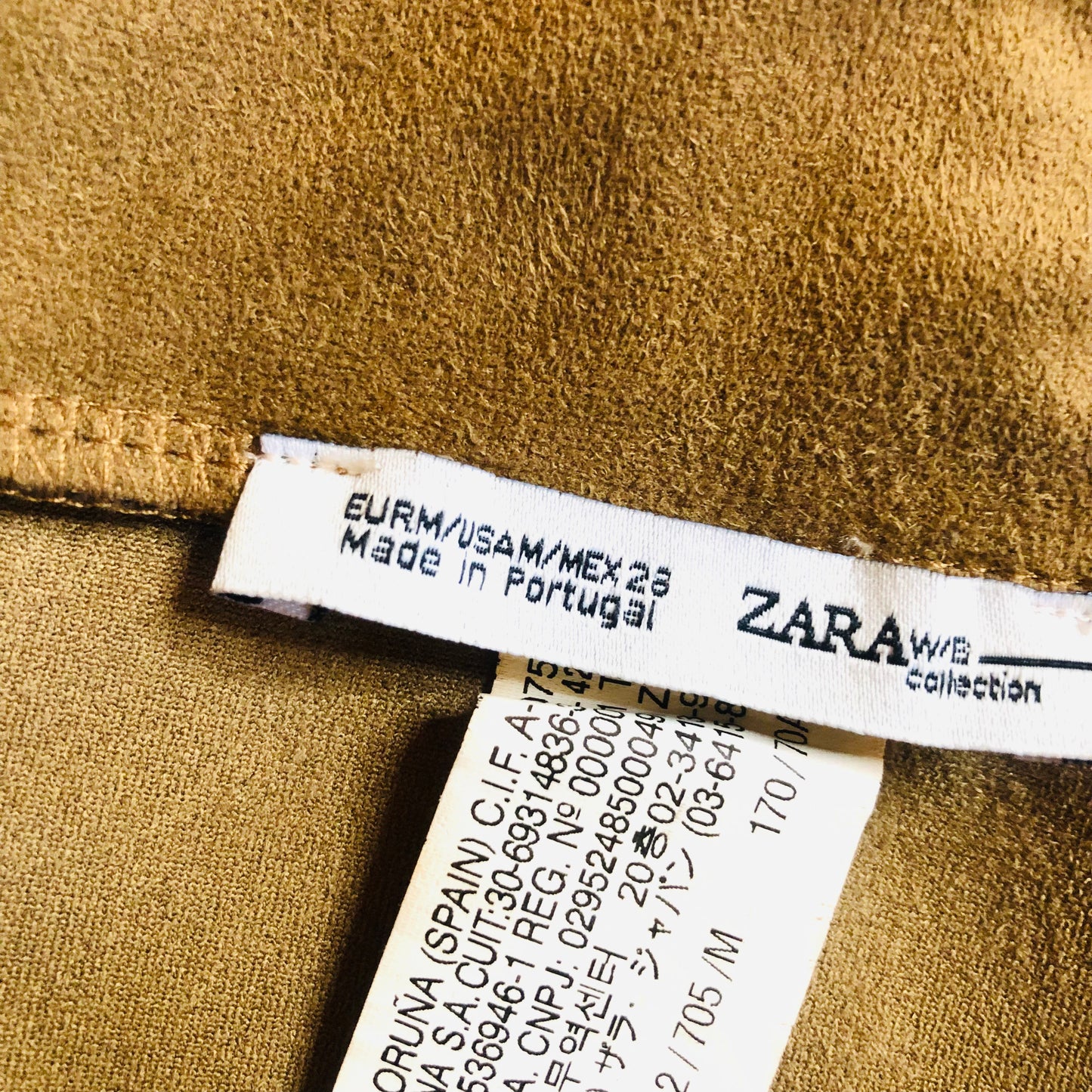 Zara Tan Faux Suede 1970's Style A-Line Mini Skirt Stud Detail Size Medium