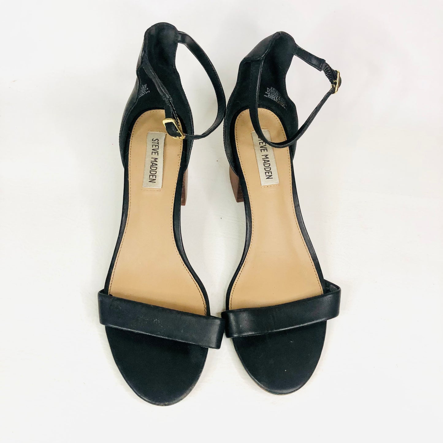 Steve Madden Irenee Black & Brown Leather Ankle Strap Open Toe Sandal Size 6 (39)