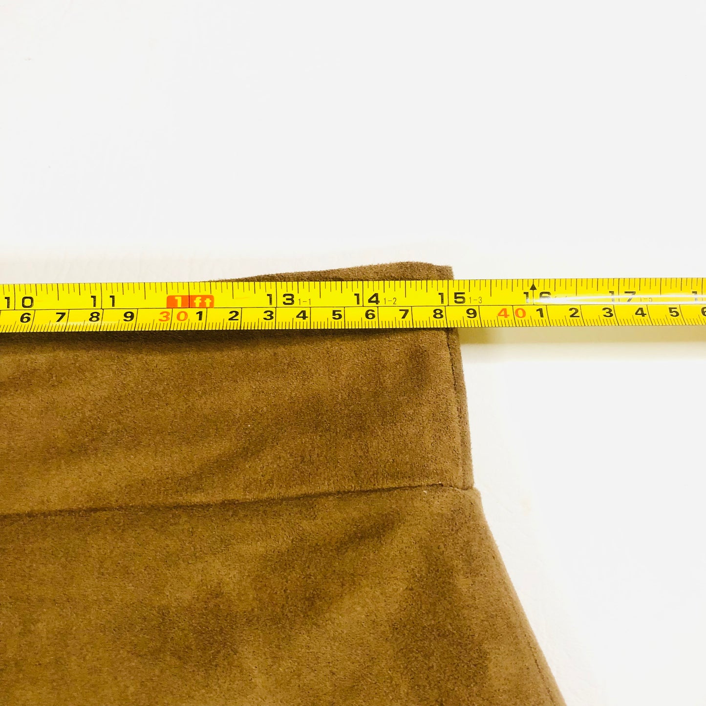 Zara Tan Faux Suede 1970's Style A-Line Mini Skirt Stud Detail Size Medium