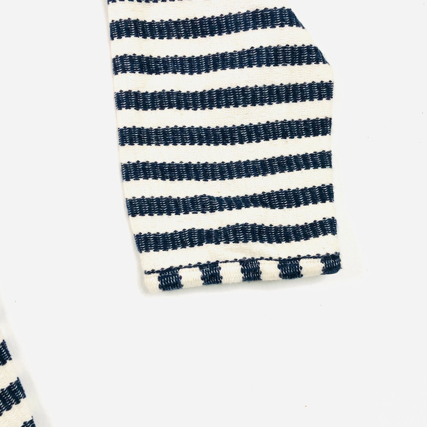 Jaeger Ladies Navy Blue & White Woven Striped Open Front Cardigan / Casual Jacket Size Small