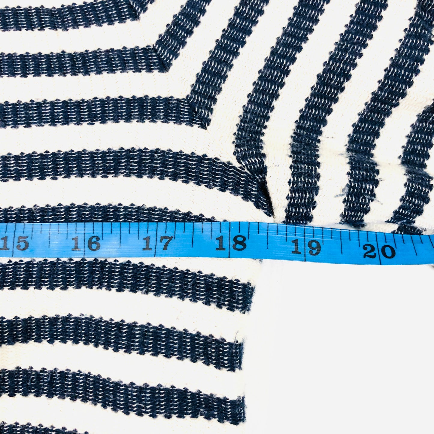 Jaeger Ladies Navy Blue & White Woven Striped Open Front Cardigan / Casual Jacket Size Small
