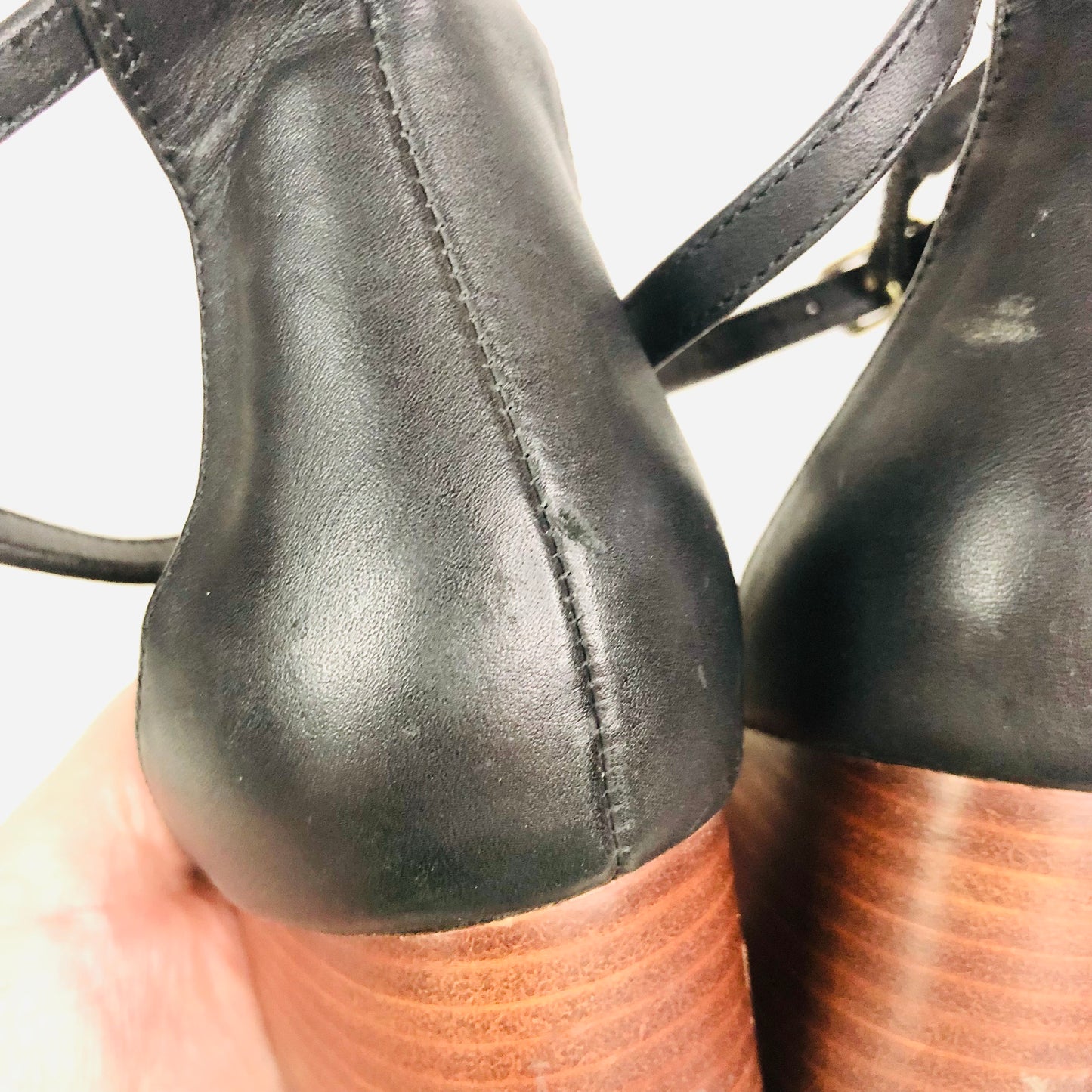 Steve Madden Irenee Black & Brown Leather Ankle Strap Open Toe Sandal Size 6 (39)